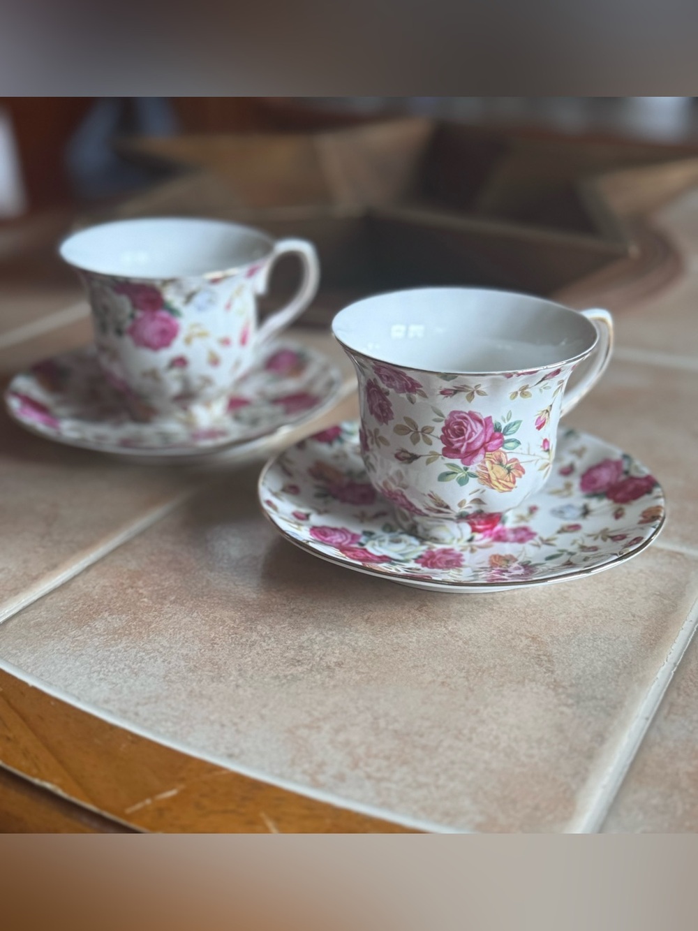 Set of Rose Chintz Teacups